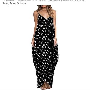 B&W Star Print Beach Boho Maxi Dress - 3X